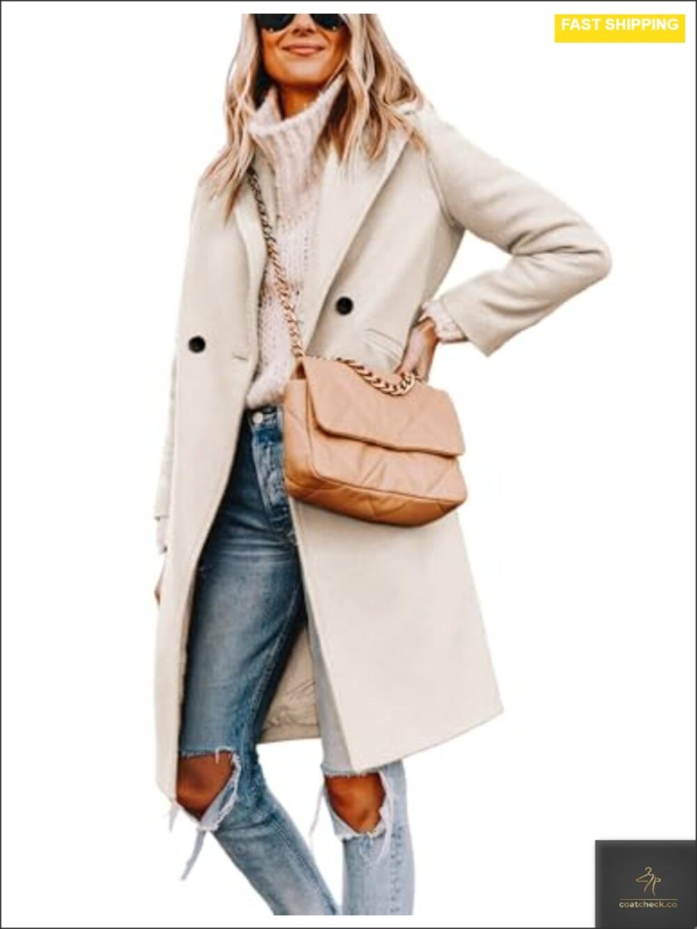 Women's Wool Blend Peacoat Double-Breasted Notch Lapel Winter Coat